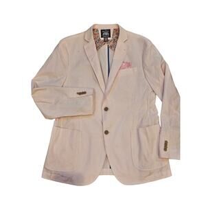 Savile Row Co pink pinstripe seersucker cotton sports coat blazer maddox mens 42